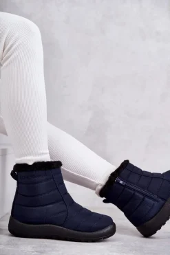 Sale Evento Damskie Ocieplane Śniegowce Granatowe Mezyss Niebieski