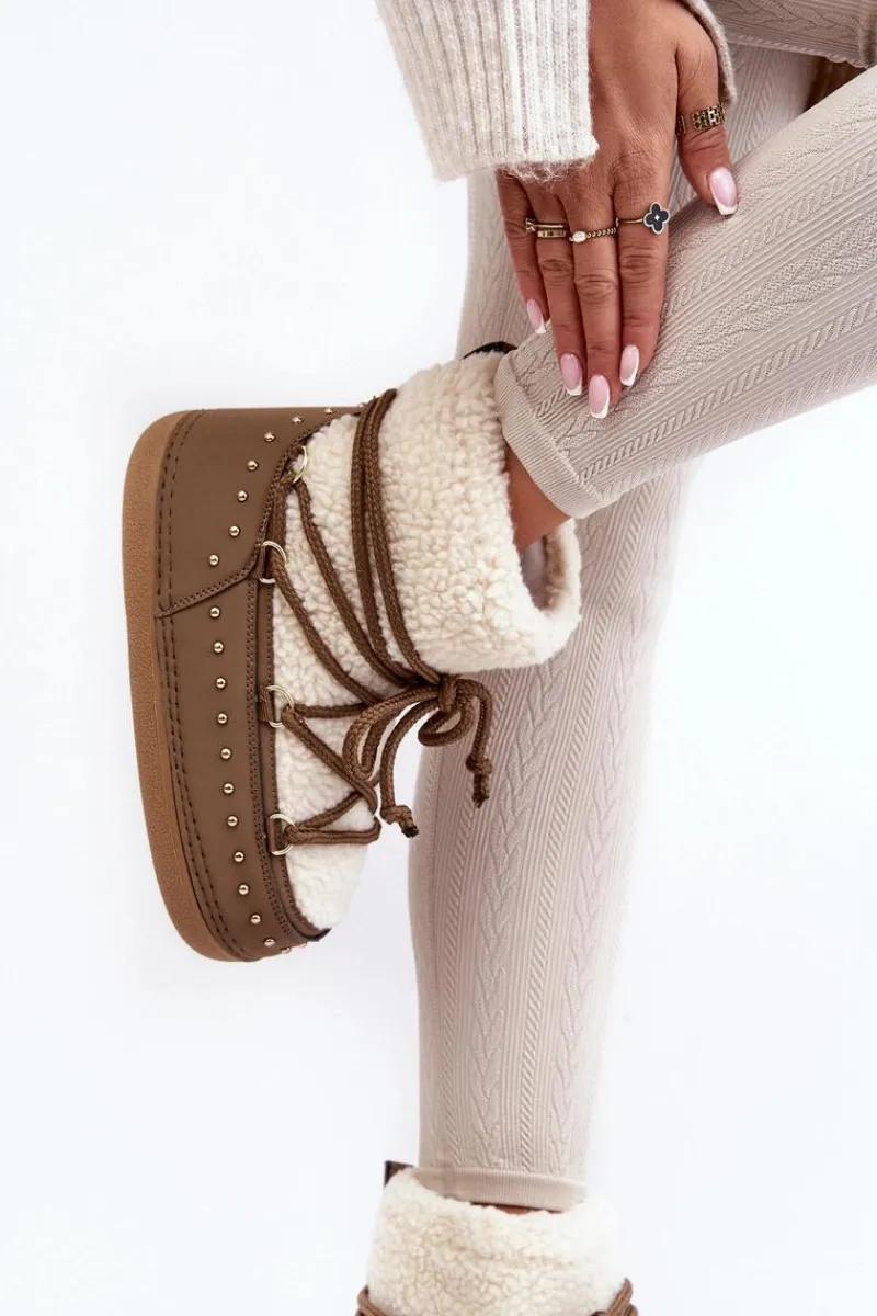 Śniegowce Damskie>Boto Damskie Ocieplane Śniegowce Brązowe Rohes Brązowy