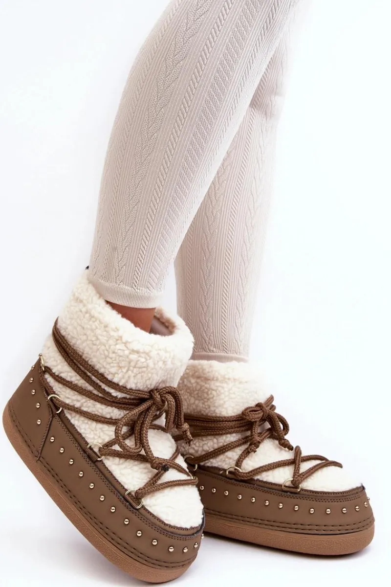 Śniegowce Damskie>Boto Damskie Ocieplane Śniegowce Brązowe Rohes Brązowy