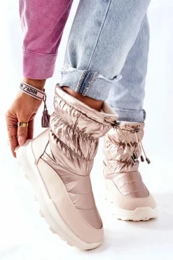 Sale Damskie Ocieplane Śniegowce Na Suwak Złote Starbone Damskie Śniegowce Damskie