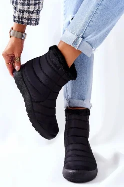 Outlet Evento Damskie Ocieplane Śniegowce Czarne Mezyss Czarny