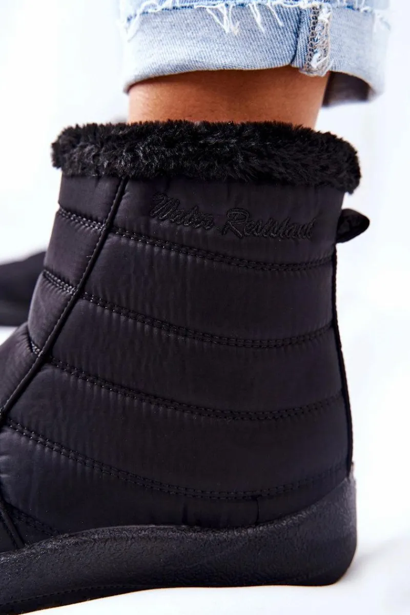 Outlet Evento Damskie Ocieplane Śniegowce Czarne Mezyss Czarny