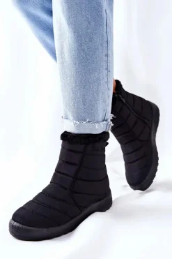 Outlet Evento Damskie Ocieplane Śniegowce Czarne Mezyss Czarny