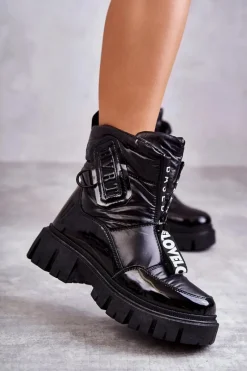 Clearance Damskie Ocieplane Śniegowce Na Suwak Czarne Marit Damskie Śniegowce Damskie