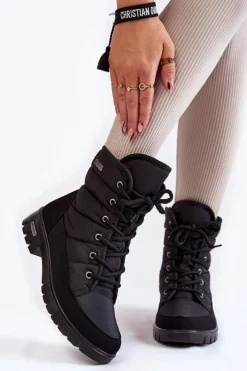 Clearance Boto Damskie Ocieplane Śniegowce Progress PROGJ-21-14 Czarne