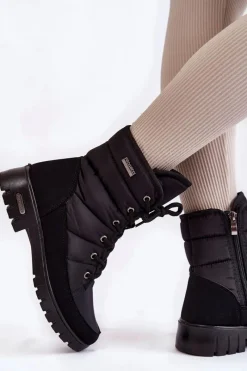 Clearance Boto Damskie Ocieplane Śniegowce Progress PROGJ-21-14 Czarne