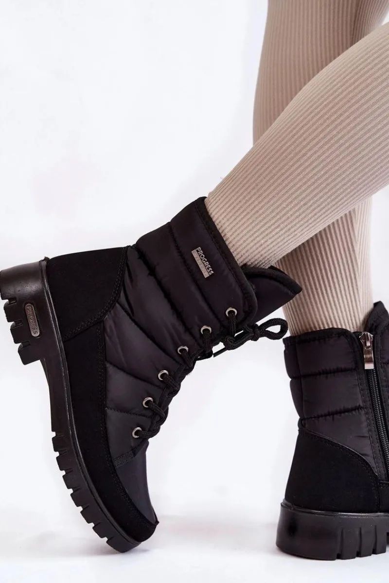 Clearance Boto Damskie Ocieplane Śniegowce Progress PROGJ-21-14 Czarne