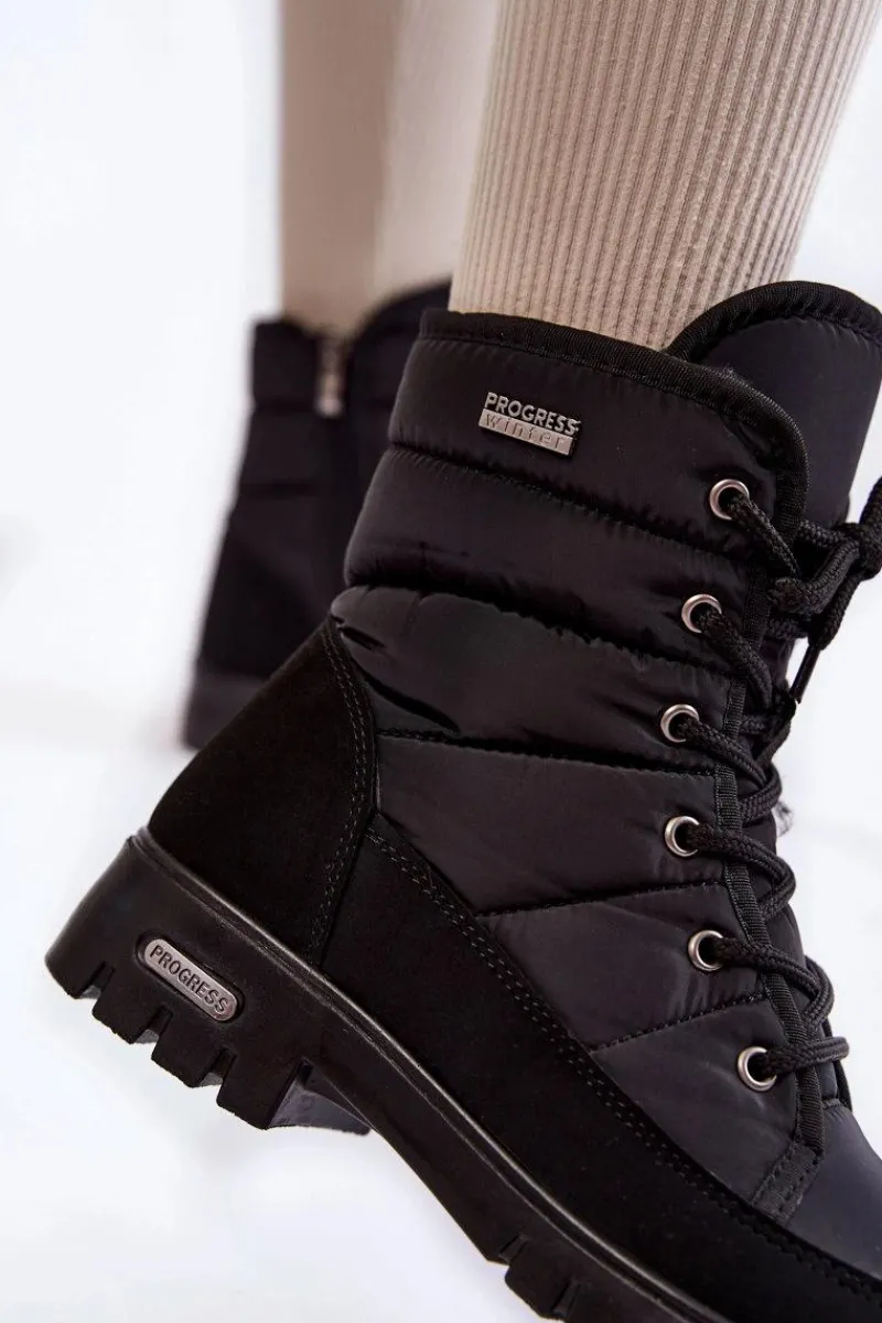 Clearance Boto Damskie Ocieplane Śniegowce Progress PROGJ-21-14 Czarne