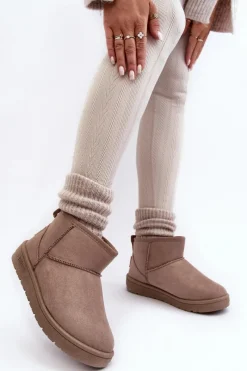 Discount Damskie Ocieplane Śniegowce Ciemnobeżowe Big Star KK274294 Damskie Śniegowce Damskie