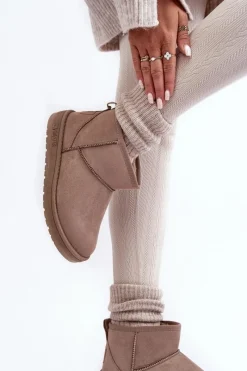 Discount Damskie Ocieplane Śniegowce Ciemnobeżowe Big Star KK274294 Damskie Śniegowce Damskie