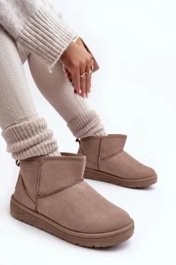 Discount Damskie Ocieplane Śniegowce Ciemnobeżowe Big Star KK274294 Damskie Śniegowce Damskie