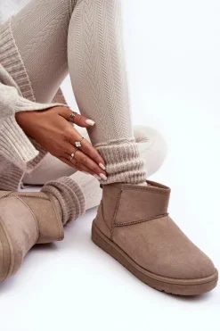 Discount Damskie Ocieplane Śniegowce Ciemnobeżowe Big Star KK274294 Damskie Śniegowce Damskie