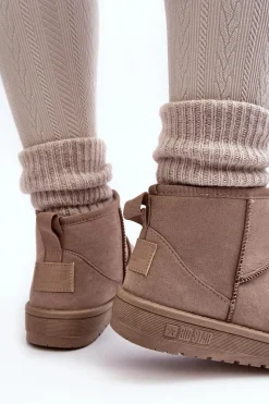 Discount Damskie Ocieplane Śniegowce Ciemnobeżowe Big Star KK274294 Damskie Śniegowce Damskie