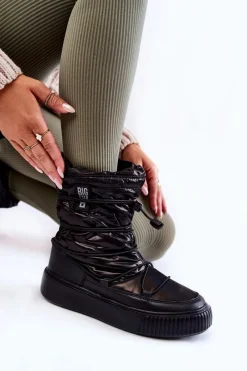 Śniegowce Damskie>Big Star Shoes Damskie Ocieplane Śniegowce Big Star KK274193 Czarne