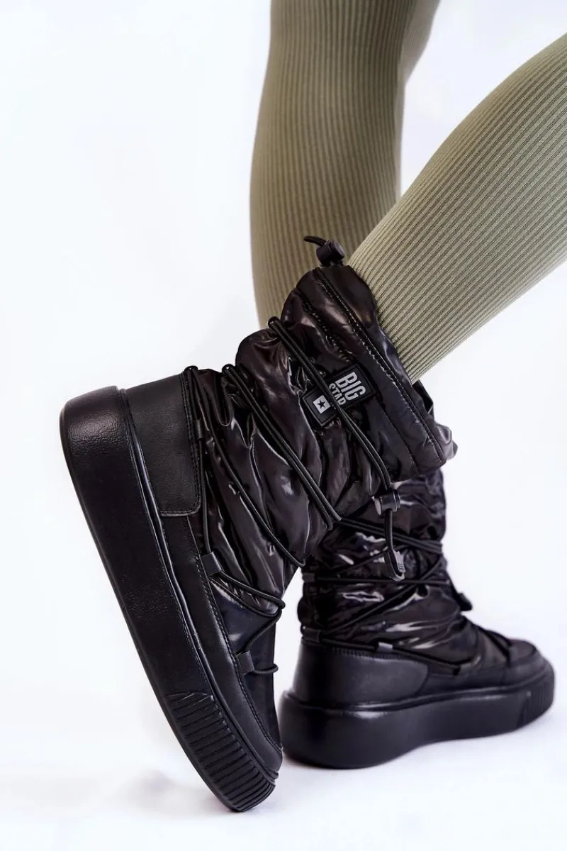 Śniegowce Damskie>Big Star Shoes Damskie Ocieplane Śniegowce Big Star KK274193 Czarne