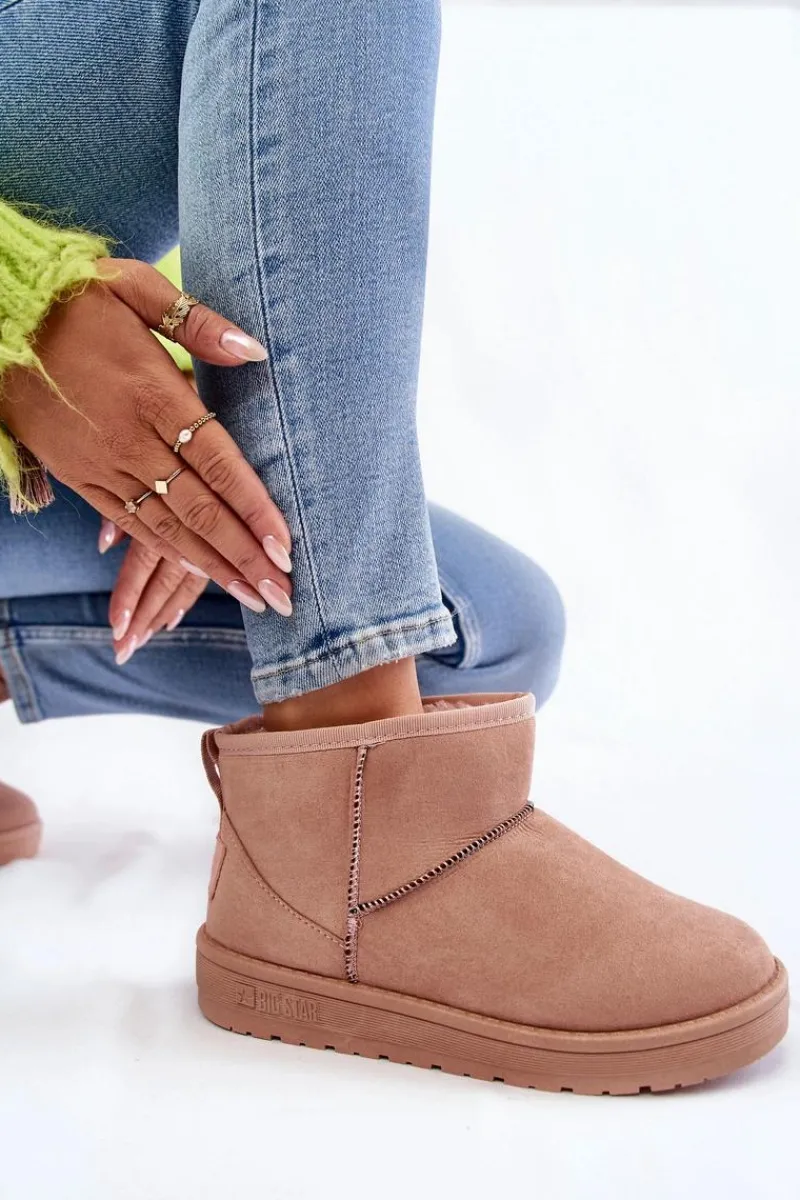 Śniegowce Damskie>Big Star Shoes Damskie Ocieplane Śniegowce Big Star KK274293 Jasnoróżowe