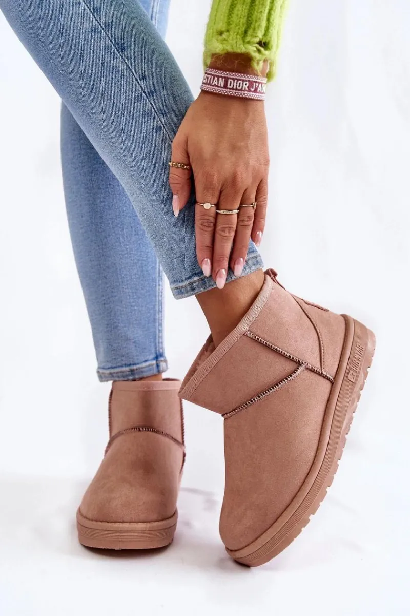 Śniegowce Damskie>Big Star Shoes Damskie Ocieplane Śniegowce Big Star KK274293 Jasnoróżowe