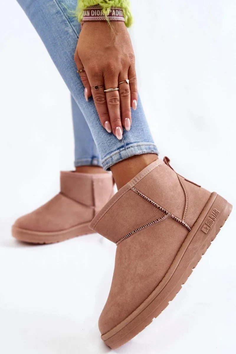 Śniegowce Damskie>Big Star Shoes Damskie Ocieplane Śniegowce Big Star KK274293 Jasnoróżowe