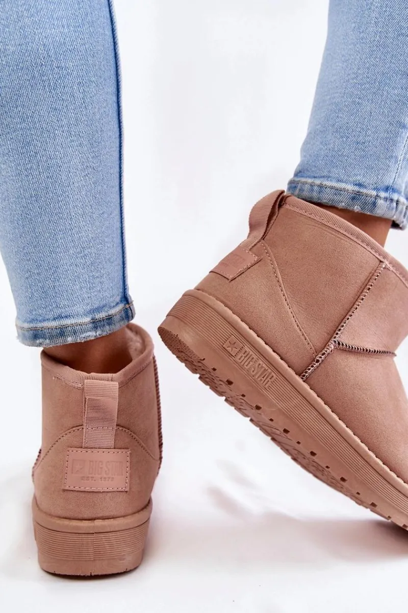 Śniegowce Damskie>Big Star Shoes Damskie Ocieplane Śniegowce Big Star KK274293 Jasnoróżowe