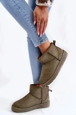 Big Star Shoes Damskie Ocieplane Śniegowce Big Star KK274292 Khaki