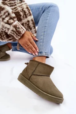 Big Star Shoes Damskie Ocieplane Śniegowce Big Star KK274292 Khaki