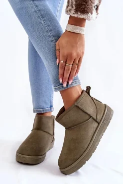 Big Star Shoes Damskie Ocieplane Śniegowce Big Star KK274292 Khaki