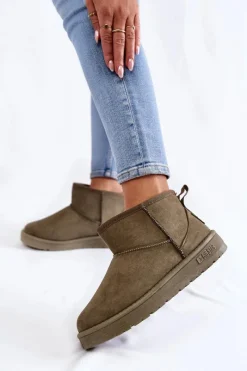 Big Star Shoes Damskie Ocieplane Śniegowce Big Star KK274292 Khaki