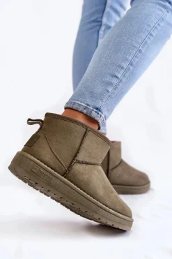 Big Star Shoes Damskie Ocieplane Śniegowce Big Star KK274292 Khaki