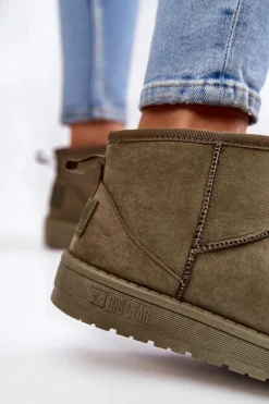 Big Star Shoes Damskie Ocieplane Śniegowce Big Star KK274292 Khaki