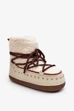 Śniegowce Damskie>Boto Damskie Ocieplane Śniegowce Beżowe Rohes Beżowy