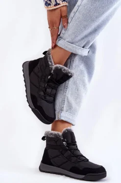 Śniegowce Damskie|Botki Płaskie>Cross Jeans Damskie Ocieplane Śniegowce KK2R4016C Czarne