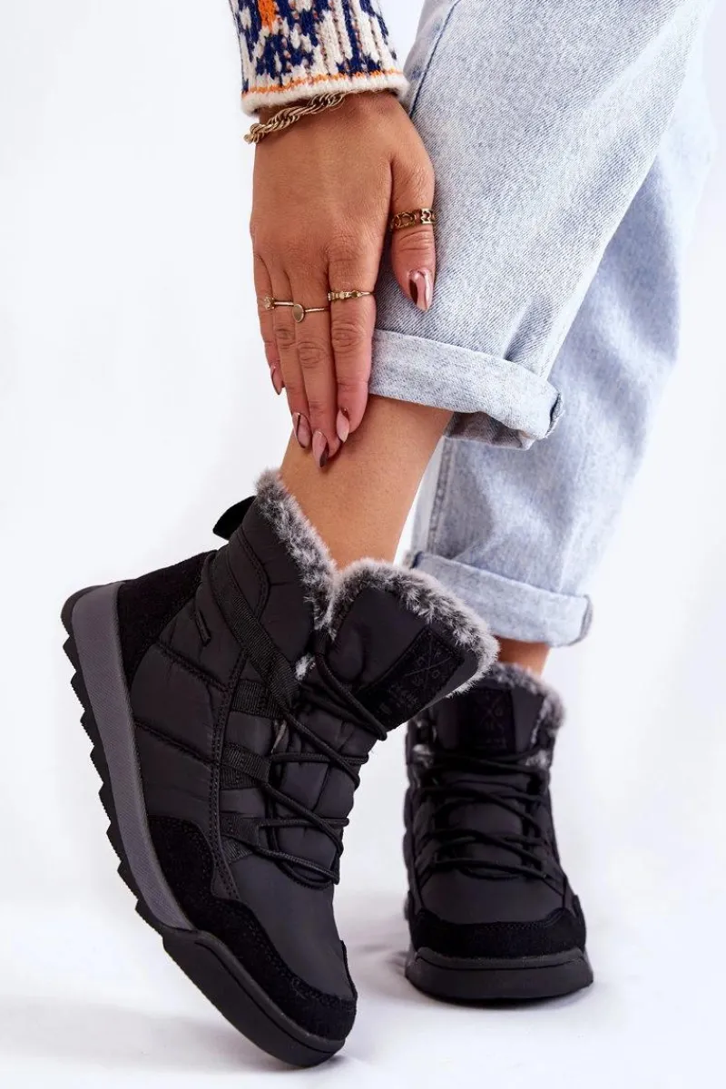 Śniegowce Damskie|Botki Płaskie>Cross Jeans Damskie Ocieplane Śniegowce KK2R4016C Czarne