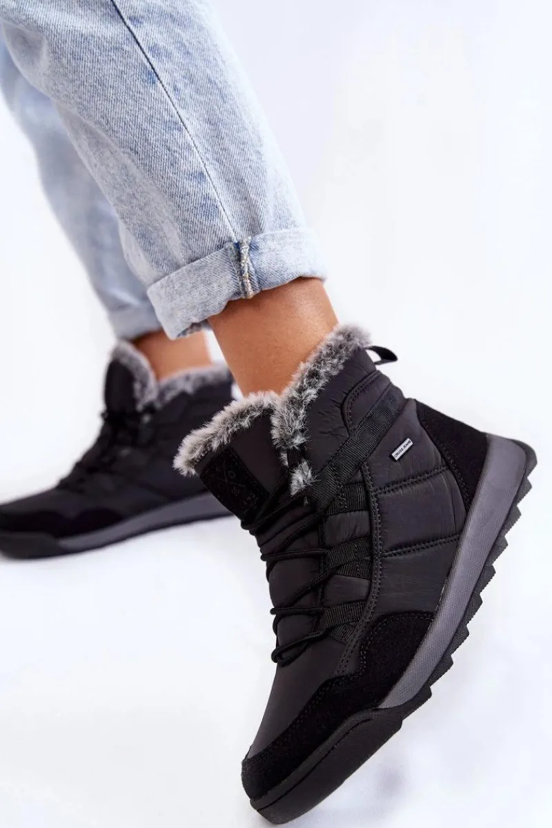 Śniegowce Damskie|Botki Płaskie>Cross Jeans Damskie Ocieplane Śniegowce KK2R4016C Czarne