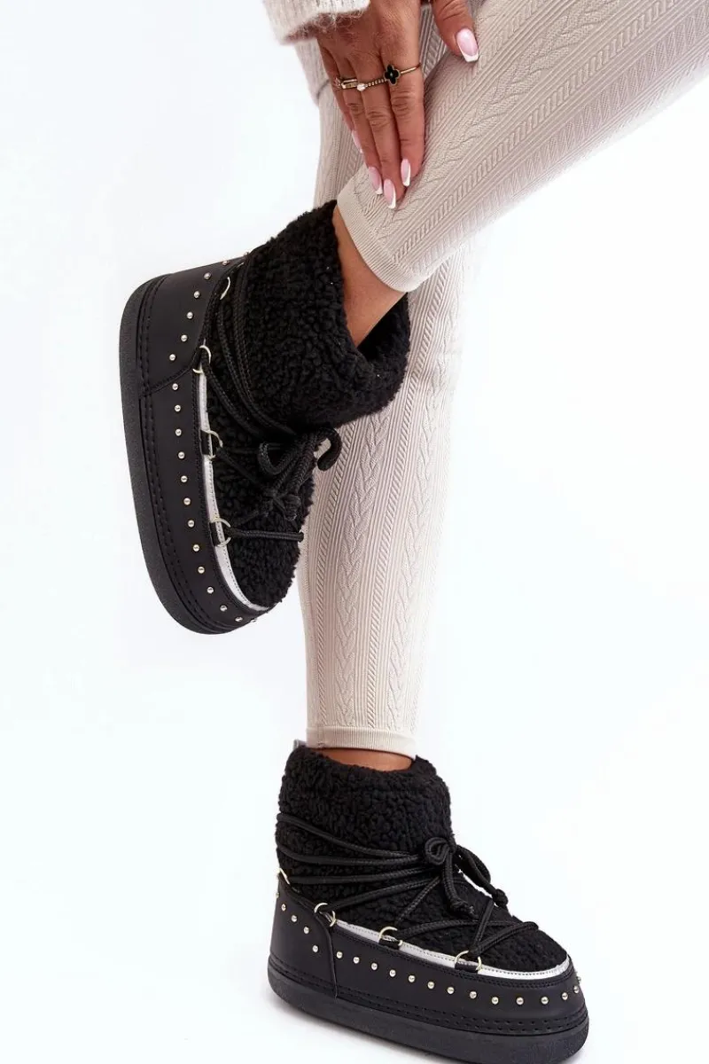 Śniegowce Damskie>Boto Damskie Ocieplane Śniegowce Czarne Rohes Czarny