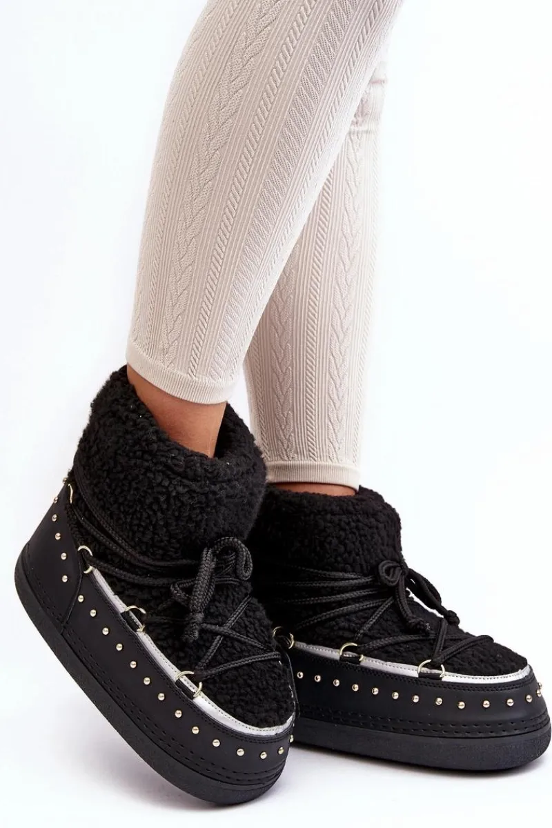 Śniegowce Damskie>Boto Damskie Ocieplane Śniegowce Czarne Rohes Czarny