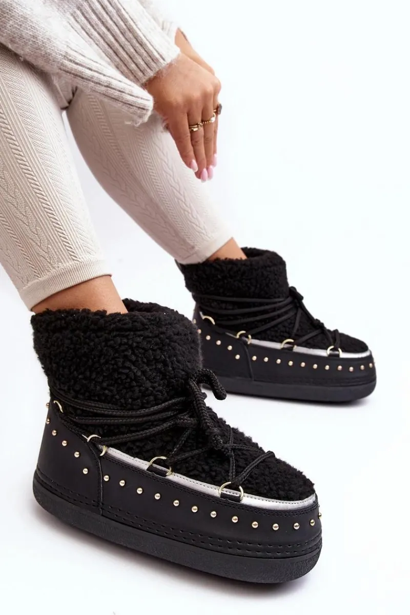 Śniegowce Damskie>Boto Damskie Ocieplane Śniegowce Czarne Rohes Czarny