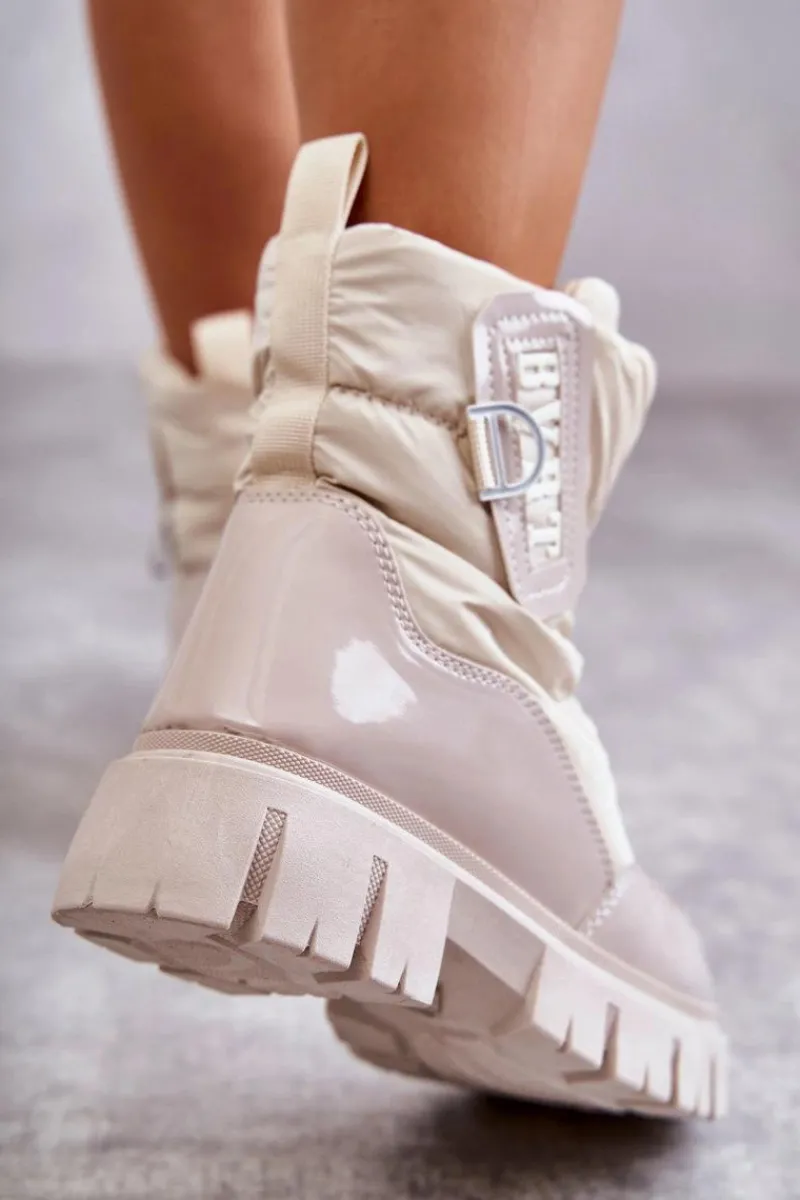 Śniegowce Damskie>Boto Damskie Ocieplane Śniegowce Na Suwak Beżowe Marit