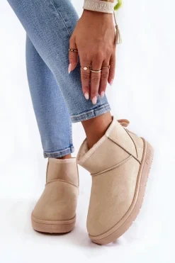 Discount Damskie Ocieplane Śniegowce Big Star KK274290 Beżowe Damskie Śniegowce Damskie