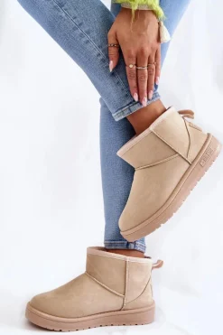 Discount Damskie Ocieplane Śniegowce Big Star KK274290 Beżowe Damskie Śniegowce Damskie