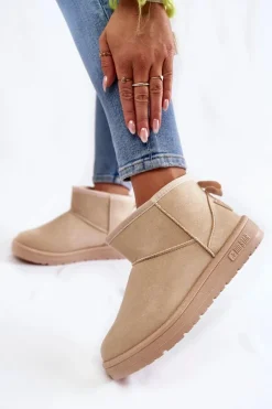 Discount Damskie Ocieplane Śniegowce Big Star KK274290 Beżowe Damskie Śniegowce Damskie