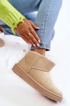 Discount Damskie Ocieplane Śniegowce Big Star KK274290 Beżowe Damskie Śniegowce Damskie