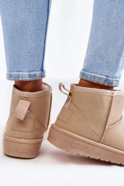 Discount Damskie Ocieplane Śniegowce Big Star KK274290 Beżowe Damskie Śniegowce Damskie