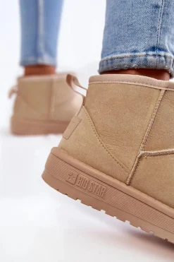 Discount Damskie Ocieplane Śniegowce Big Star KK274290 Beżowe Damskie Śniegowce Damskie