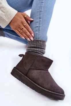 Sale Damskie Ocieplane Śniegowce Big Star KK274291 Szare Damskie Śniegowce Damskie