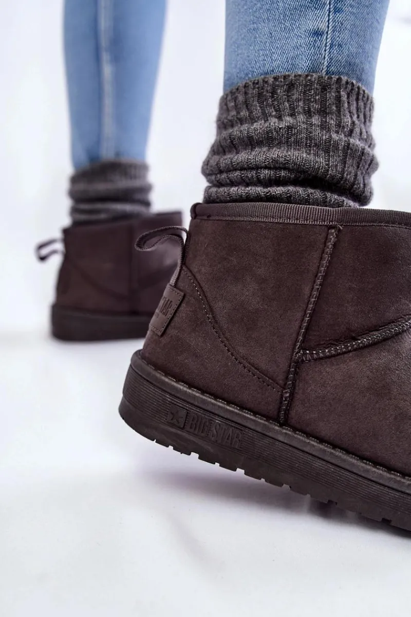 Sale Damskie Ocieplane Śniegowce Big Star KK274291 Szare Damskie Śniegowce Damskie