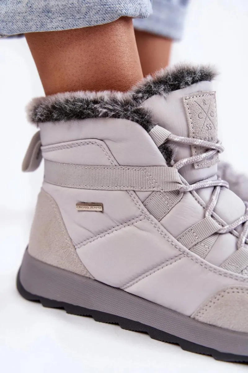 Discount Damskie Ocieplane Śniegowce KK2R4015C Szare Damskie Śniegowce Damskie|Botki Płaskie