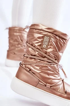 Sale Big Star Shoes Damskie Ocieplane Śniegowce Big Star KK274194 Beżowe Beżowy