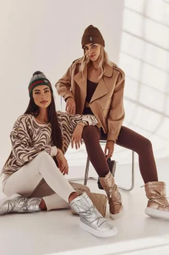 Sale Big Star Shoes Damskie Ocieplane Śniegowce Big Star KK274194 Beżowe Beżowy