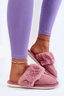 New Boto Damskie Ocieplane Papcie Z Futerkiem Ciemnoróżowe Franco Różowy