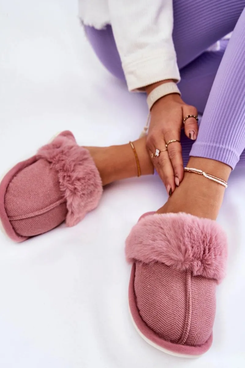 New Boto Damskie Ocieplane Papcie Z Futerkiem Ciemnoróżowe Franco Różowy